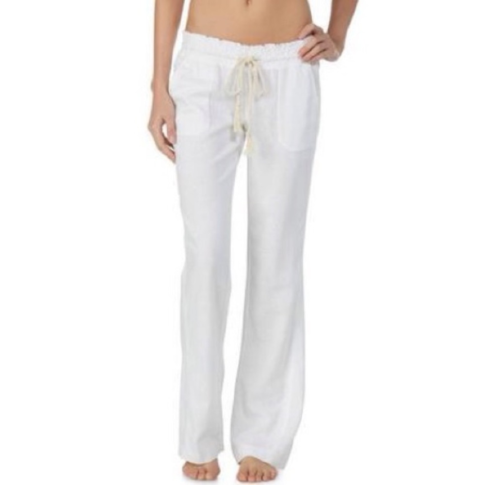 Roxy Linen Beach Pants with Drawstring